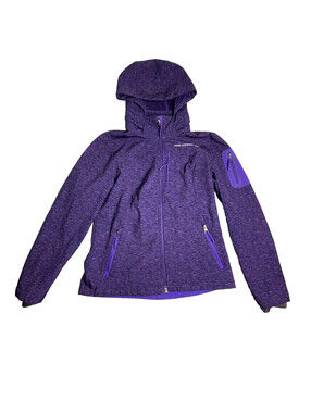 Free Country Soft Shell Jacket Womens M Purple Faux Fur Lined Hooded Outdoor Ski